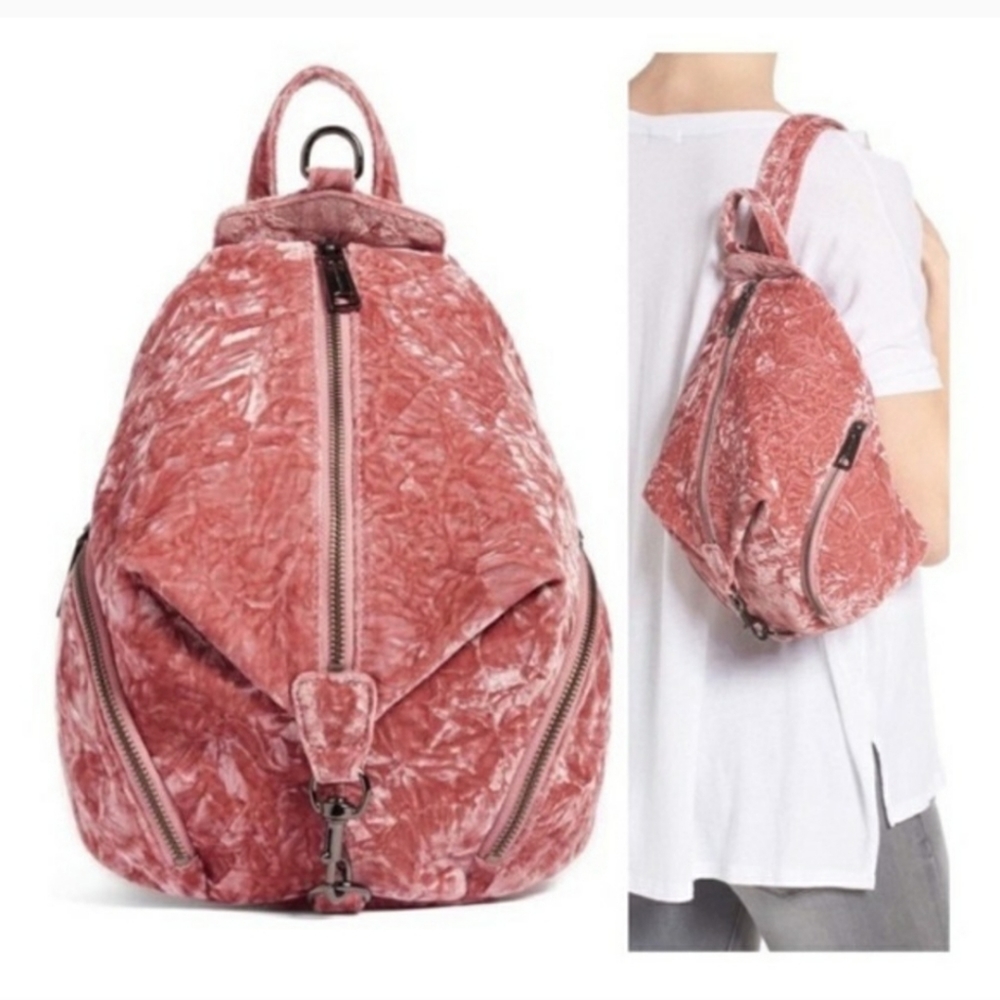 REBECCA MINKOFF pink velvet mini backpack purse